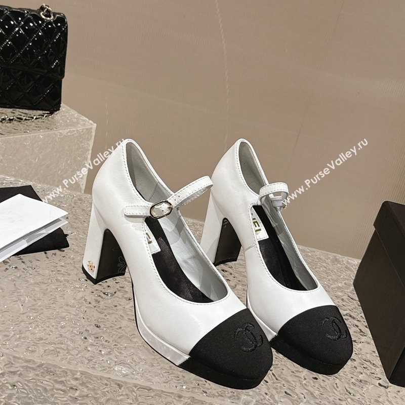 Chanel Lambskin Mary Janes Platform Pumps White 2024 0323 (MD-240323085)