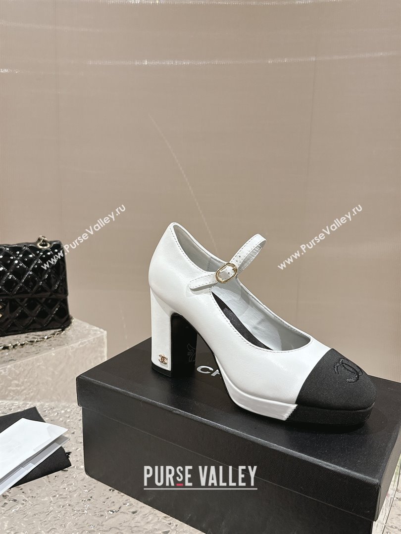 Chanel Lambskin Mary Janes Platform Pumps White 2024 0323 (MD-240323085)