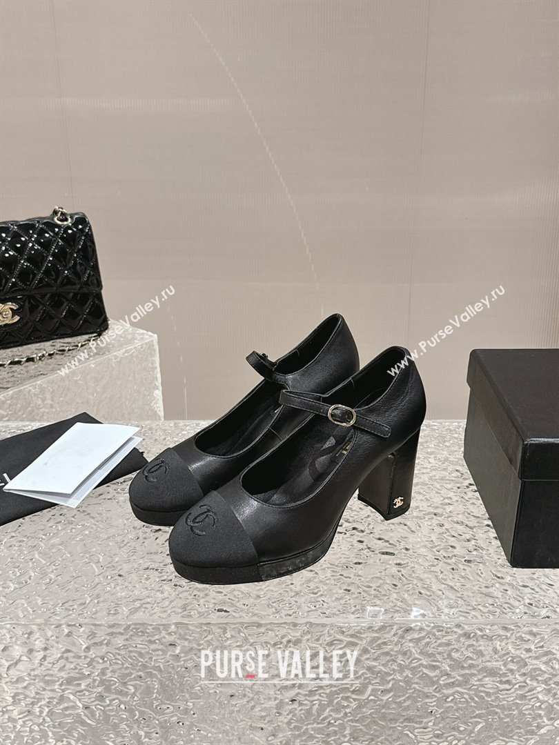 Chanel Lambskin Mary Janes Platform Pumps Black 2024 0323 (MD-240323086)