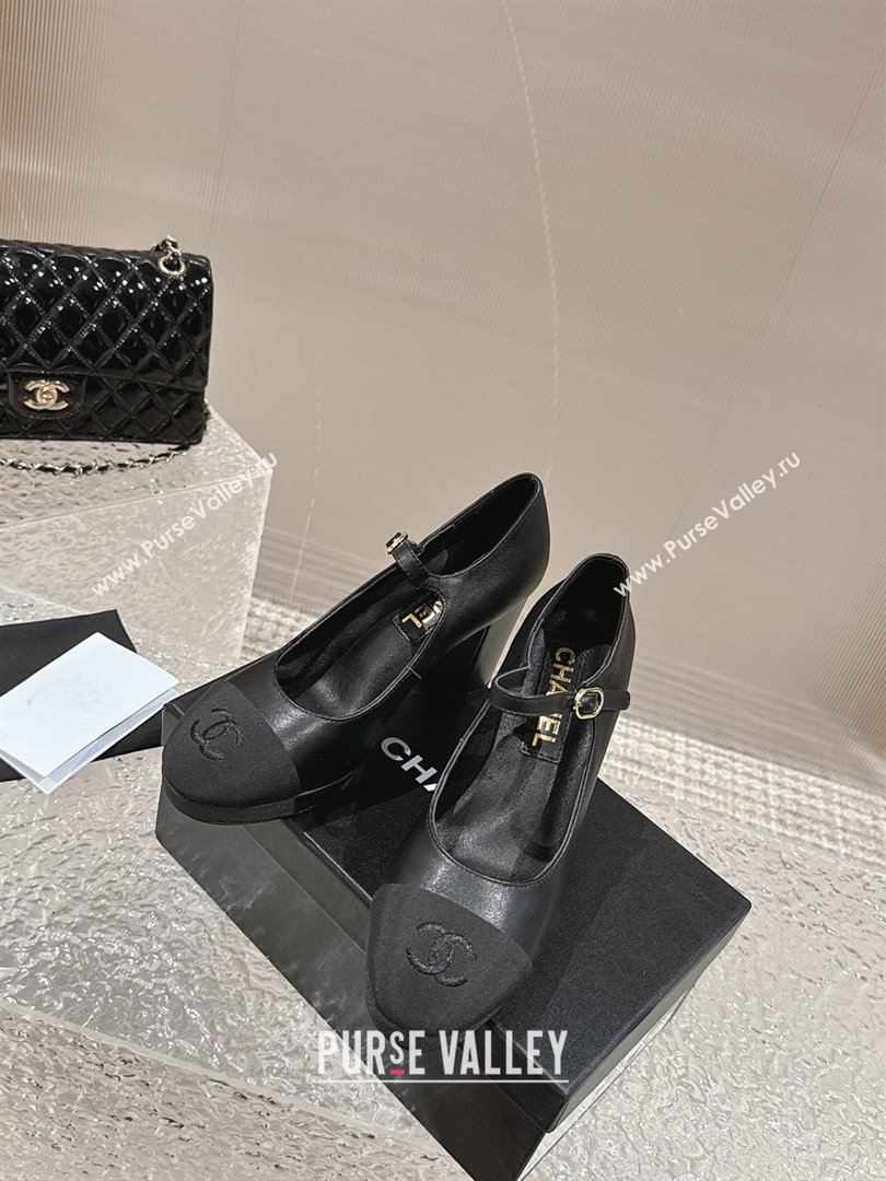 Chanel Lambskin Mary Janes Platform Pumps Black 2024 0323 (MD-240323086)