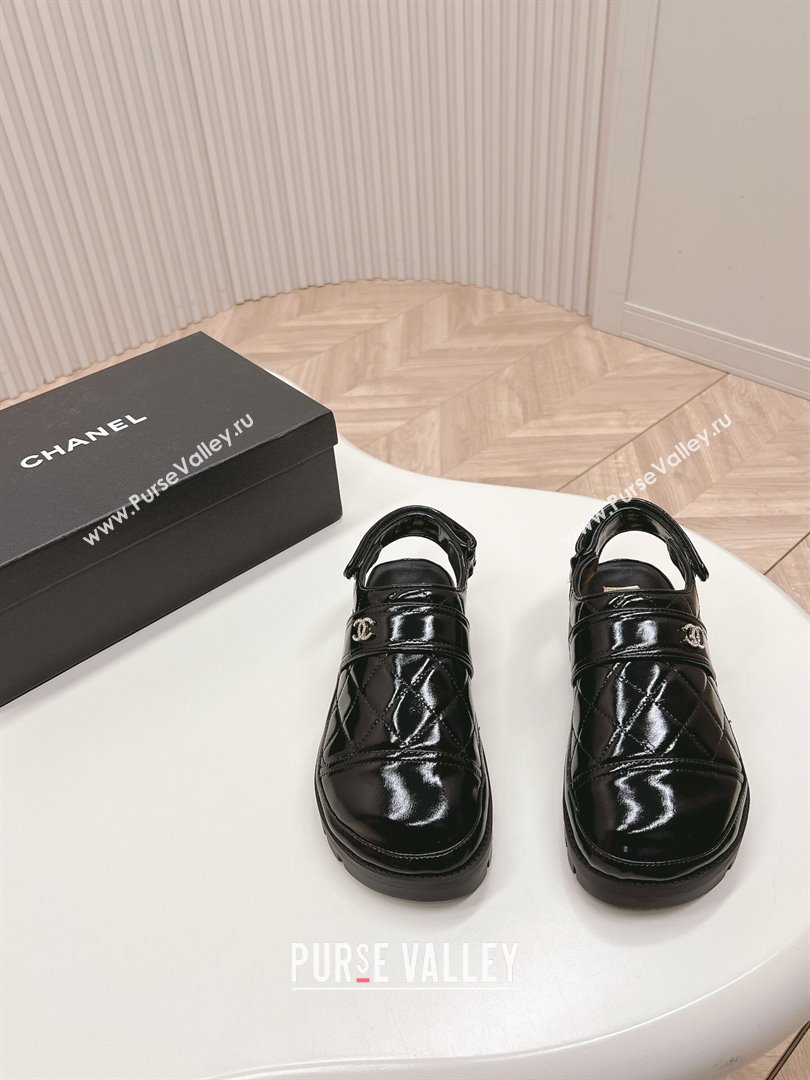 Chanel Shiny Calfskin Slingback Shoes Black 2024 0322 (MD-240322067)