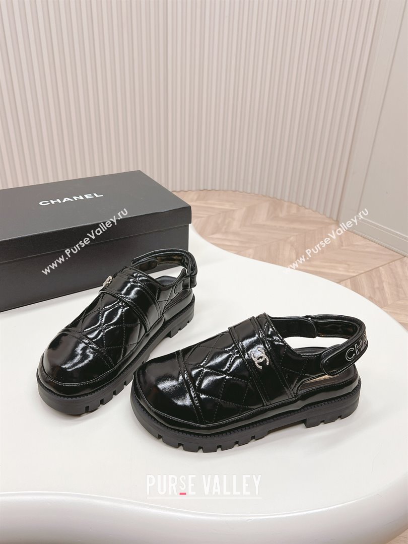 Chanel Shiny Calfskin Slingback Shoes Black 2024 0322 (MD-240322067)