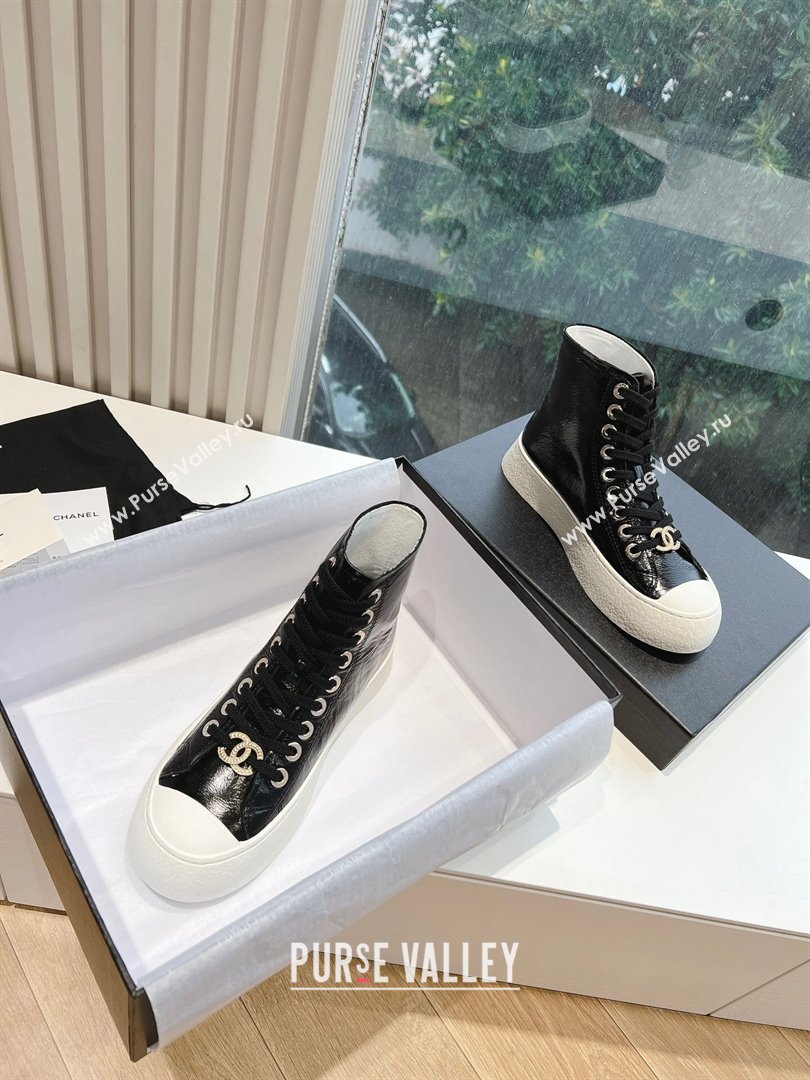 Chanel Patent Calfskin High-Top Sneakers G45561 Black 2024 (SS-240323093)