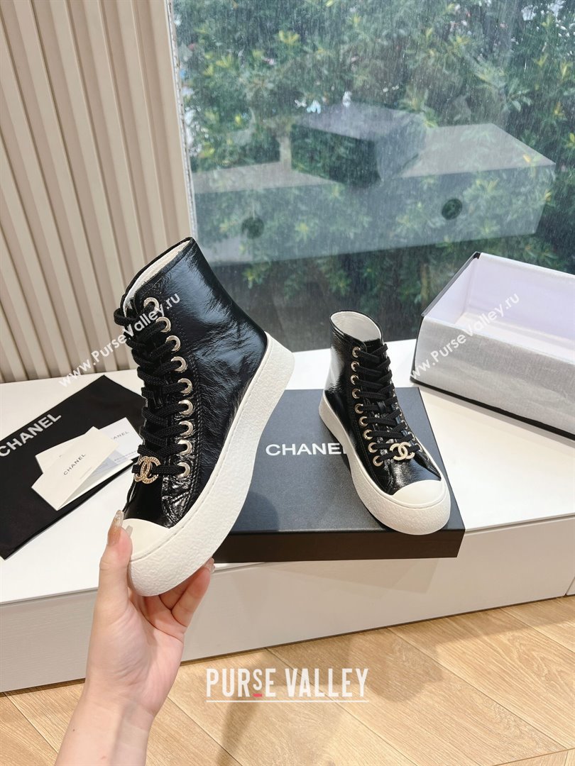 Chanel Patent Calfskin High-Top Sneakers G45561 Black 2024 (SS-240323093)