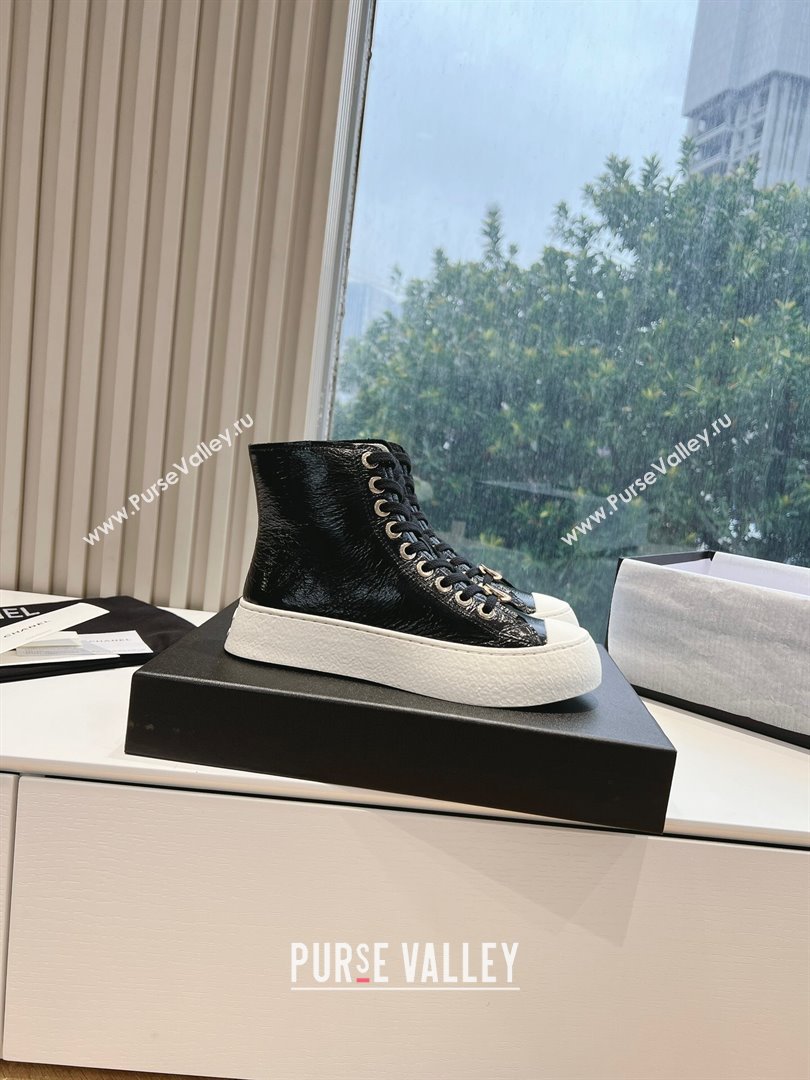 Chanel Patent Calfskin High-Top Sneakers G45561 Black 2024 (SS-240323093)