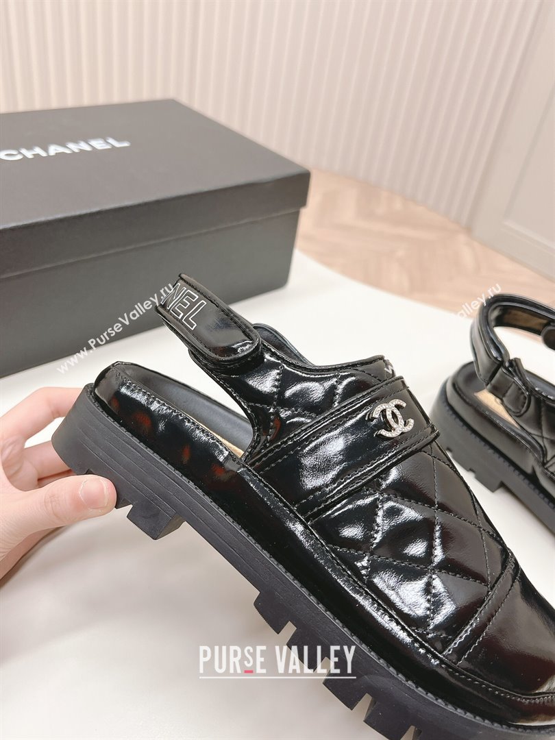 Chanel Shiny Calfskin Slingback Shoes Black 2024 0322 (MD-240322067)