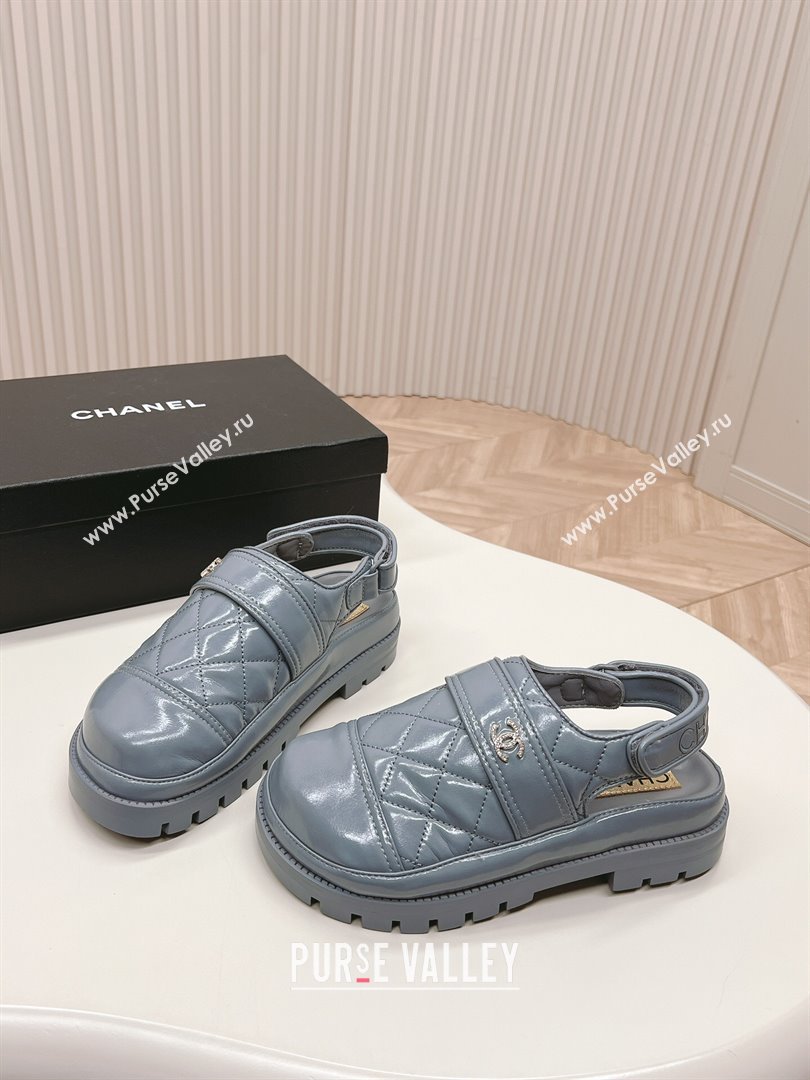 Chanel Shiny Calfskin Slingback Shoes Grey 2024 0322 (MD-240322068)