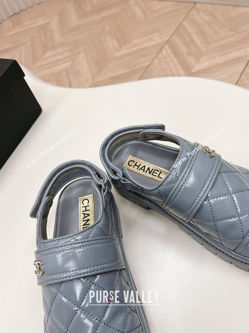 Chanel Shiny Calfskin Slingback Shoes Grey 2024 0322 (MD-240322068)