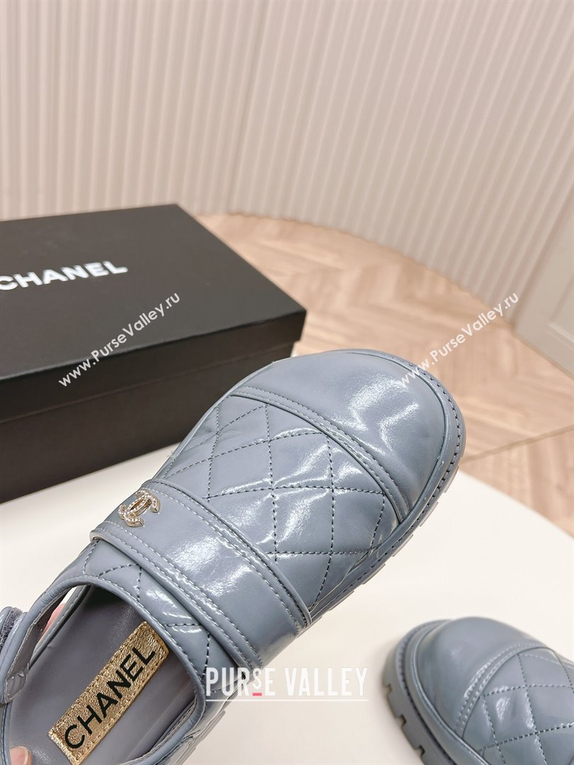 Chanel Shiny Calfskin Slingback Shoes Grey 2024 0322 (MD-240322068)