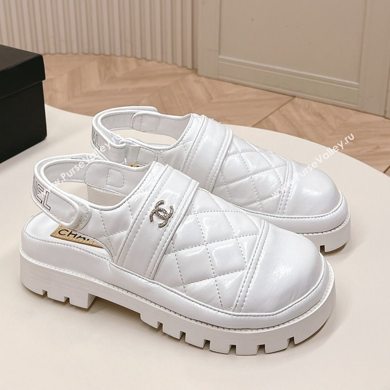 Chanel Shiny Calfskin Slingback Shoes White 2024 0322 (MD-240322070)