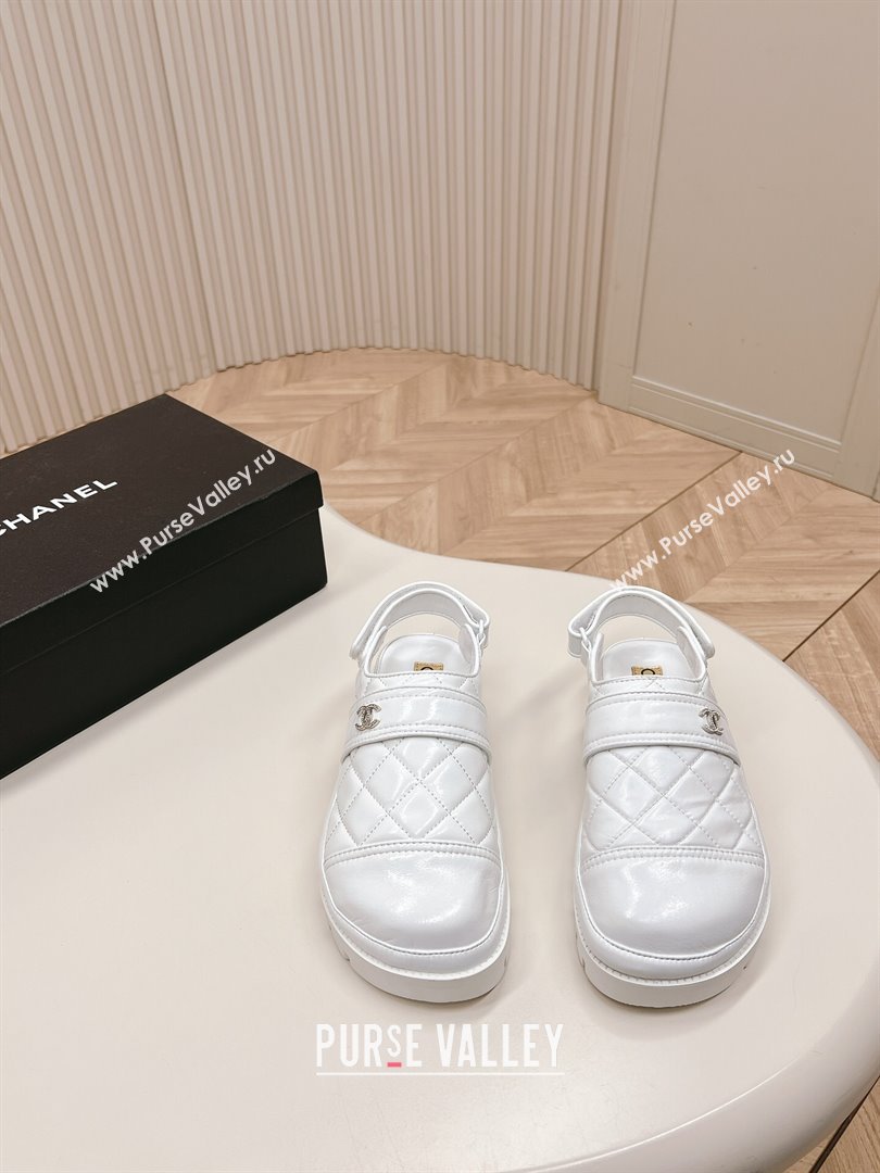 Chanel Shiny Calfskin Slingback Shoes White 2024 0322 (MD-240322070)