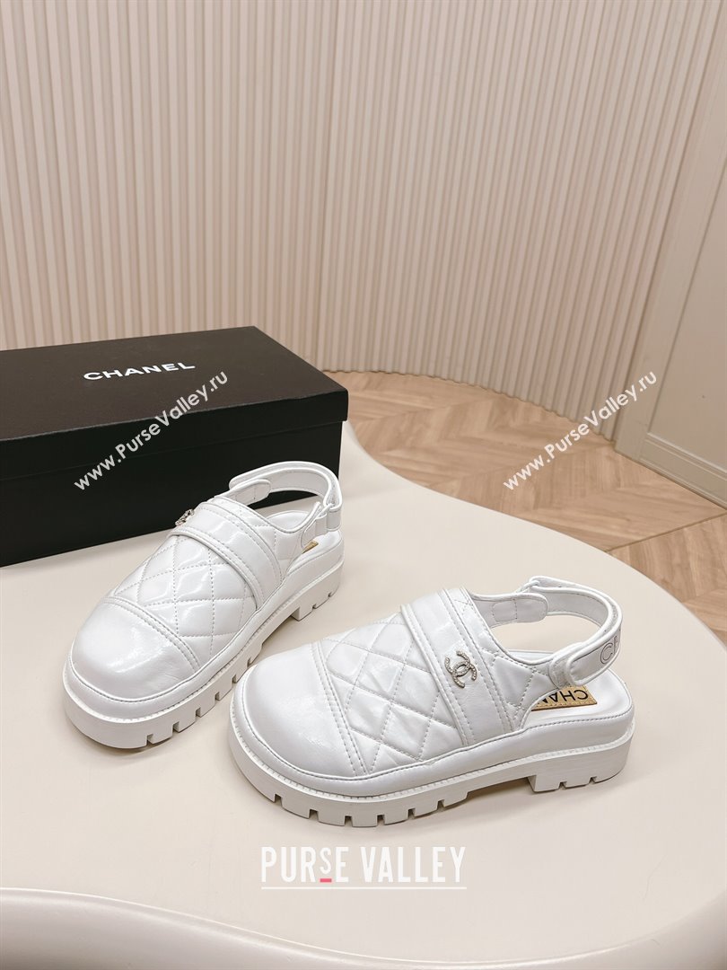 Chanel Shiny Calfskin Slingback Shoes White 2024 0322 (MD-240322070)