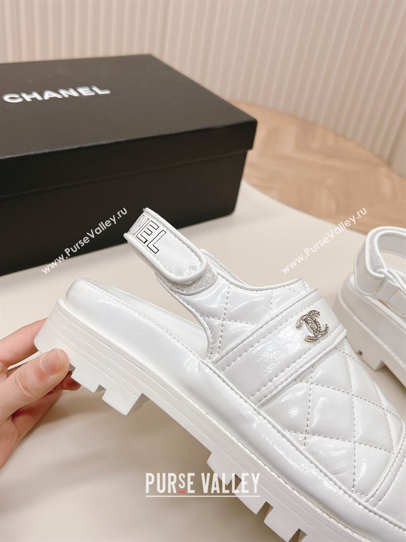 Chanel Shiny Calfskin Slingback Shoes White 2024 0322 (MD-240322070)