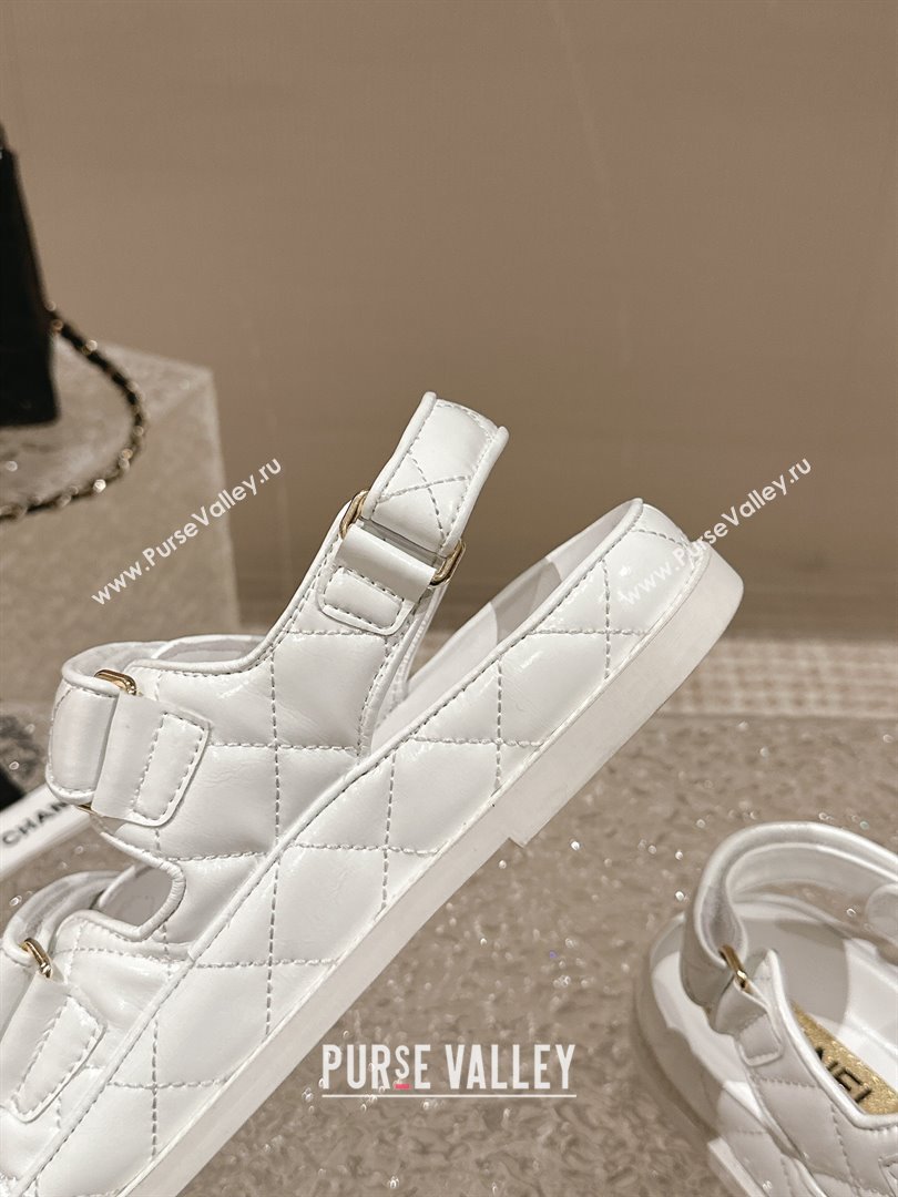 Chanel Calfskin Strap Sandals with Metal-Tone CC White 2024 032202 (MD-240322072)