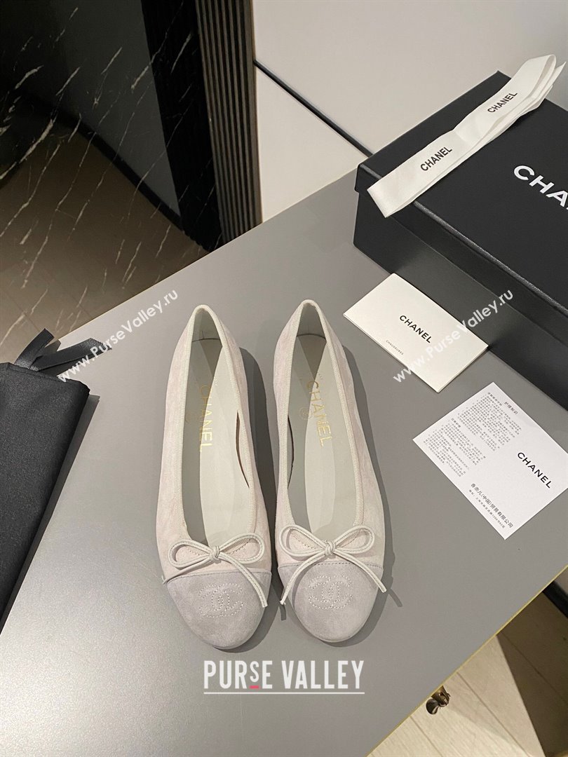 Chanel Suede Classic Ballet Flat Grey 2024 0322 (MD-240322051)