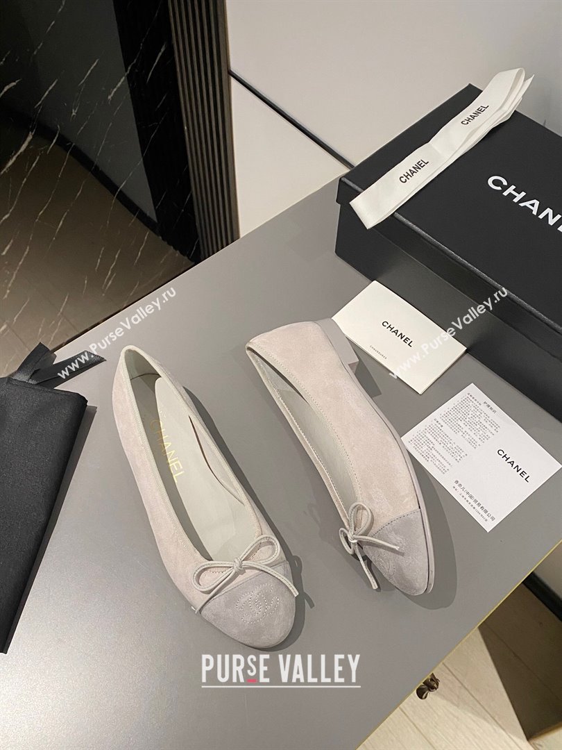 Chanel Suede Classic Ballet Flat Grey 2024 0322 (MD-240322051)