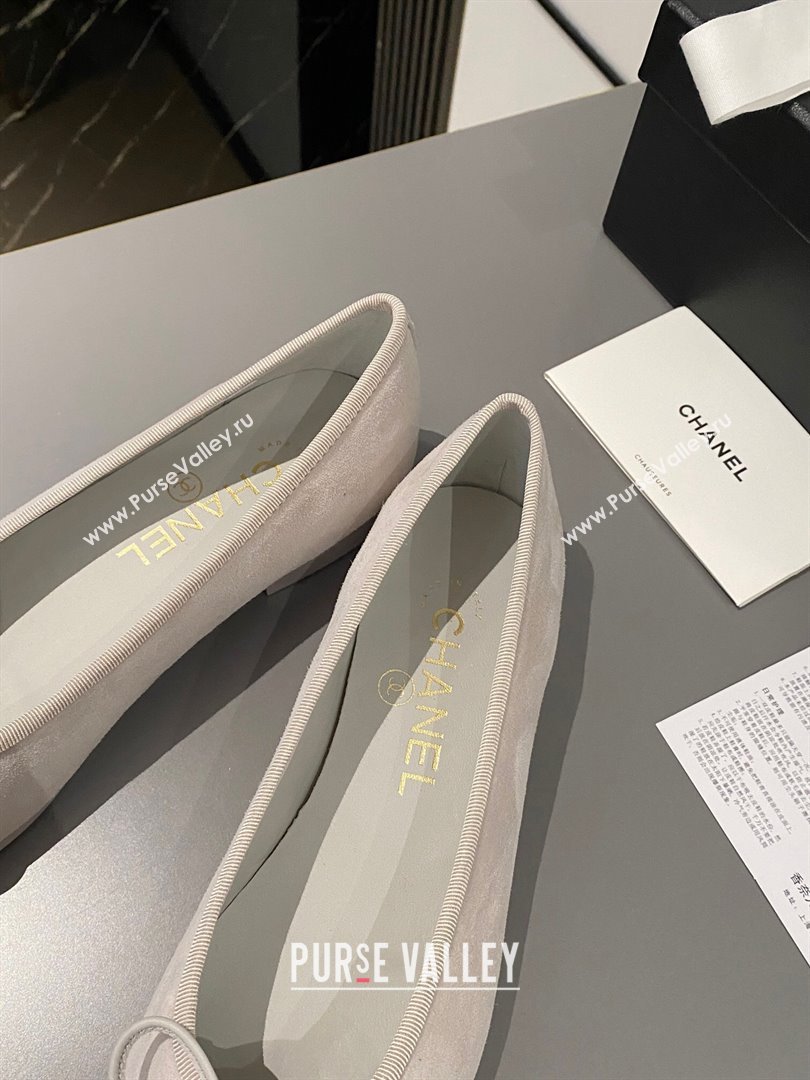 Chanel Suede Classic Ballet Flat Grey 2024 0322 (MD-240322051)