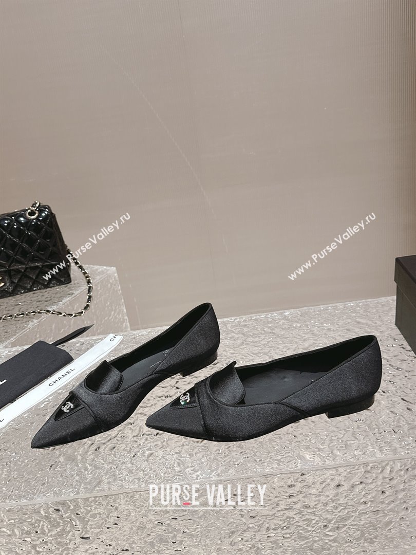 Chanel Fabric Grosgrain Pointed Ballet Flat Black 2024 032202 (MD-240322128)