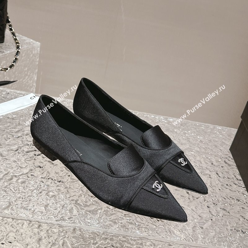 Chanel Fabric Grosgrain Pointed Ballet Flat Black 2024 032202 (MD-240322128)