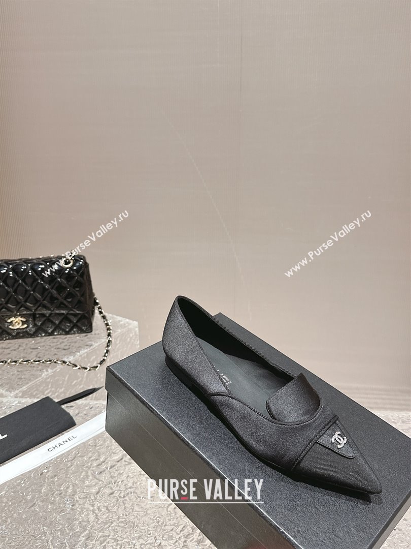 Chanel Fabric Grosgrain Pointed Ballet Flat Black 2024 032202 (MD-240322128)