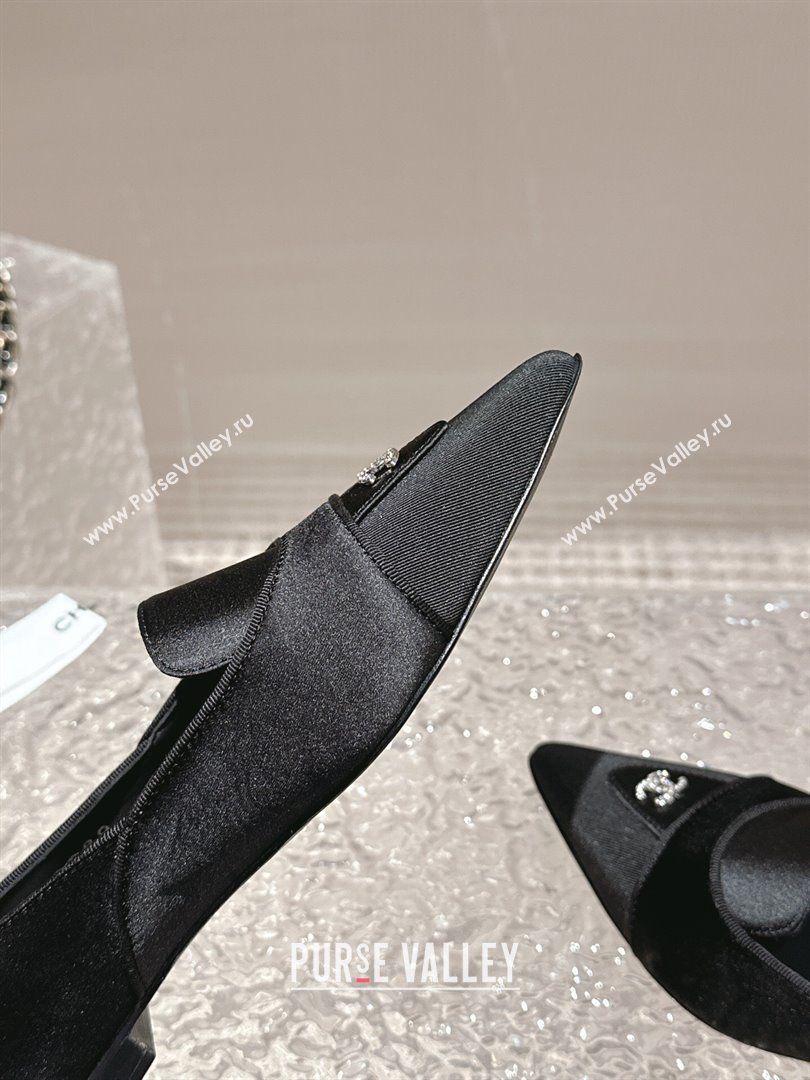 Chanel Fabric Grosgrain Pointed Ballet Flat Black 2024 032202 (MD-240322128)