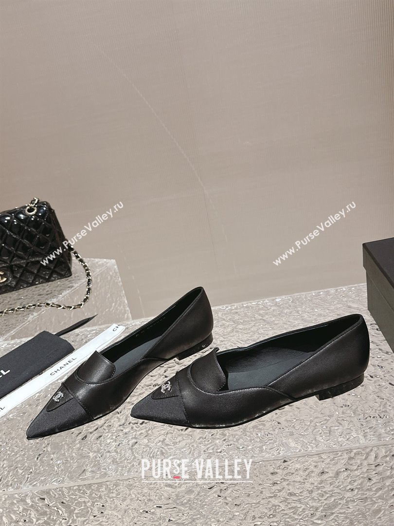 Chanel Lambskin Grosgrain Pointed Ballet Flat Black 2024 032202 (MD-240322130)