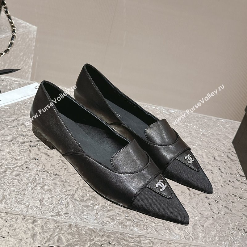 Chanel Lambskin Grosgrain Pointed Ballet Flat Black 2024 032202 (MD-240322130)
