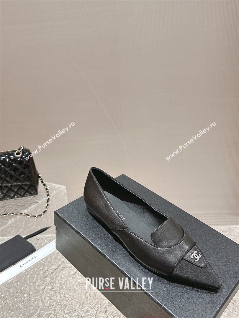 Chanel Lambskin Grosgrain Pointed Ballet Flat Black 2024 032202 (MD-240322130)
