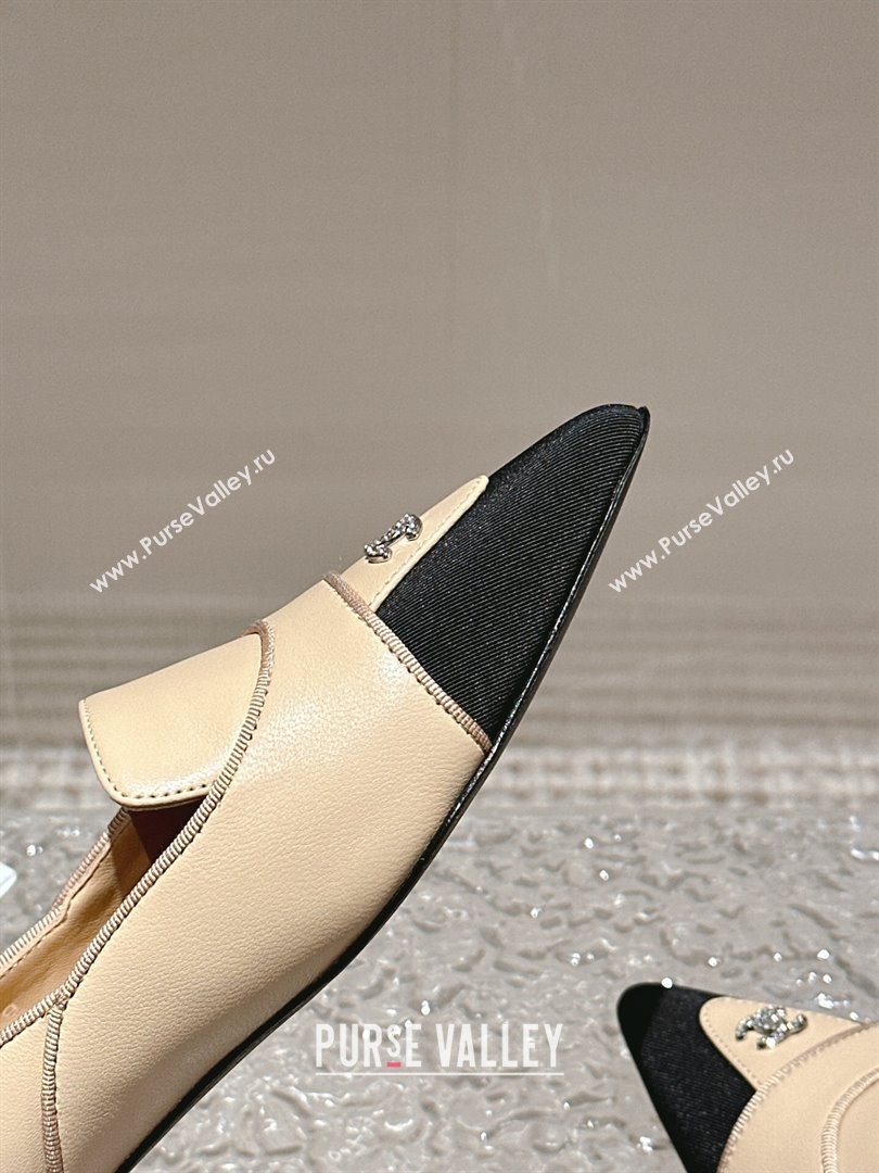 Chanel Lambskin Grosgrain Pointed Ballet Flat Beige 2024 032202 (MD-240322131)