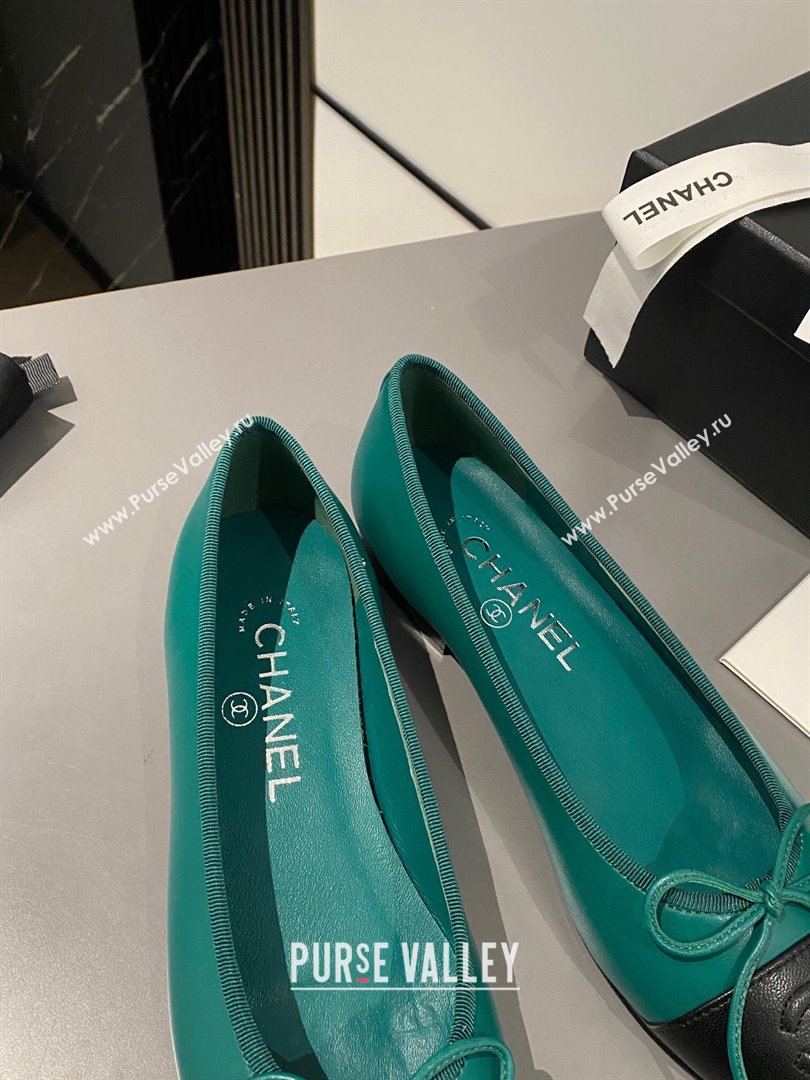 Chanel Calfskin Classic Ballet Flat Dark Green 2024 0322 (MD-240322053)