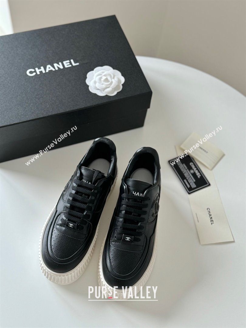 Chanel Calfskin Platform Sneakers Black 2024 0325 (KL-240325081)