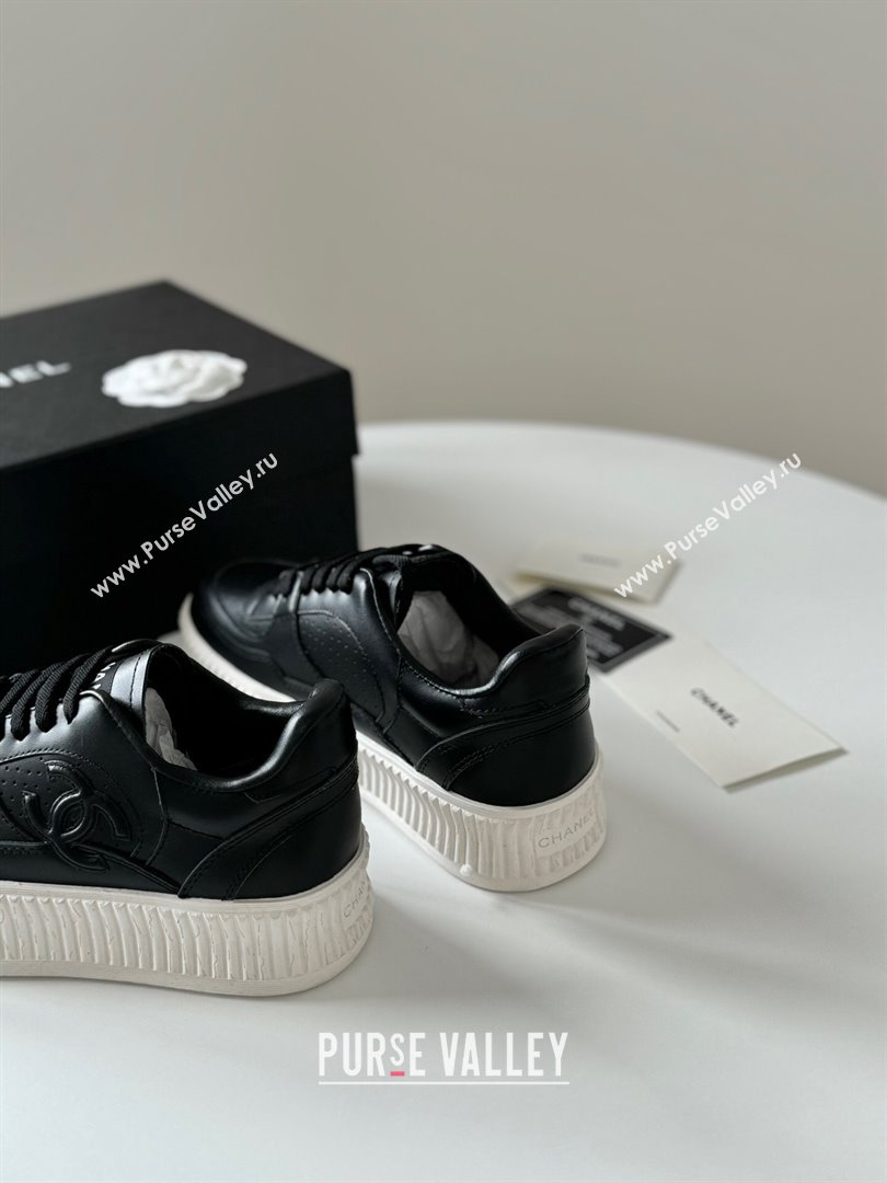 Chanel Calfskin Platform Sneakers Black 2024 0325 (KL-240325081)