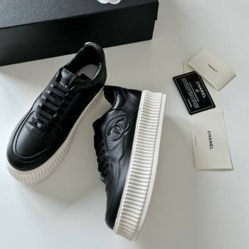 Chanel Calfskin Platform Sneakers Black 2024 0325 (KL-240325081)