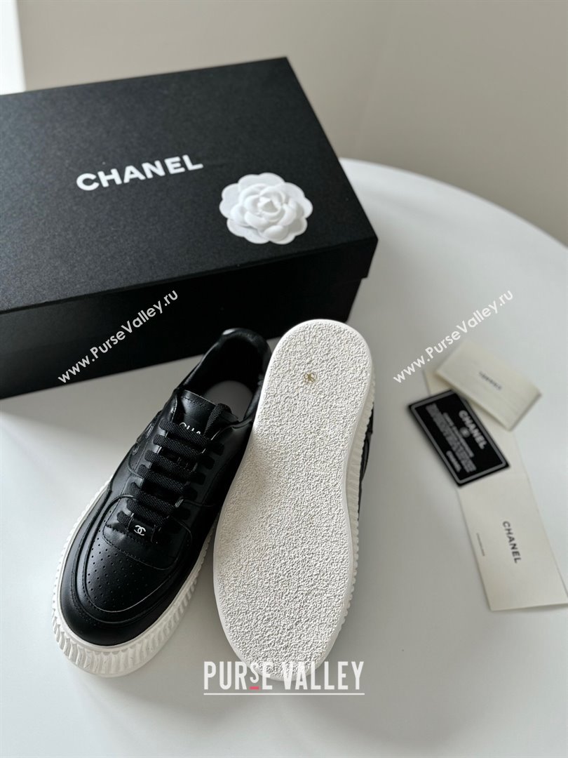 Chanel Calfskin Platform Sneakers Black 2024 0325 (KL-240325081)