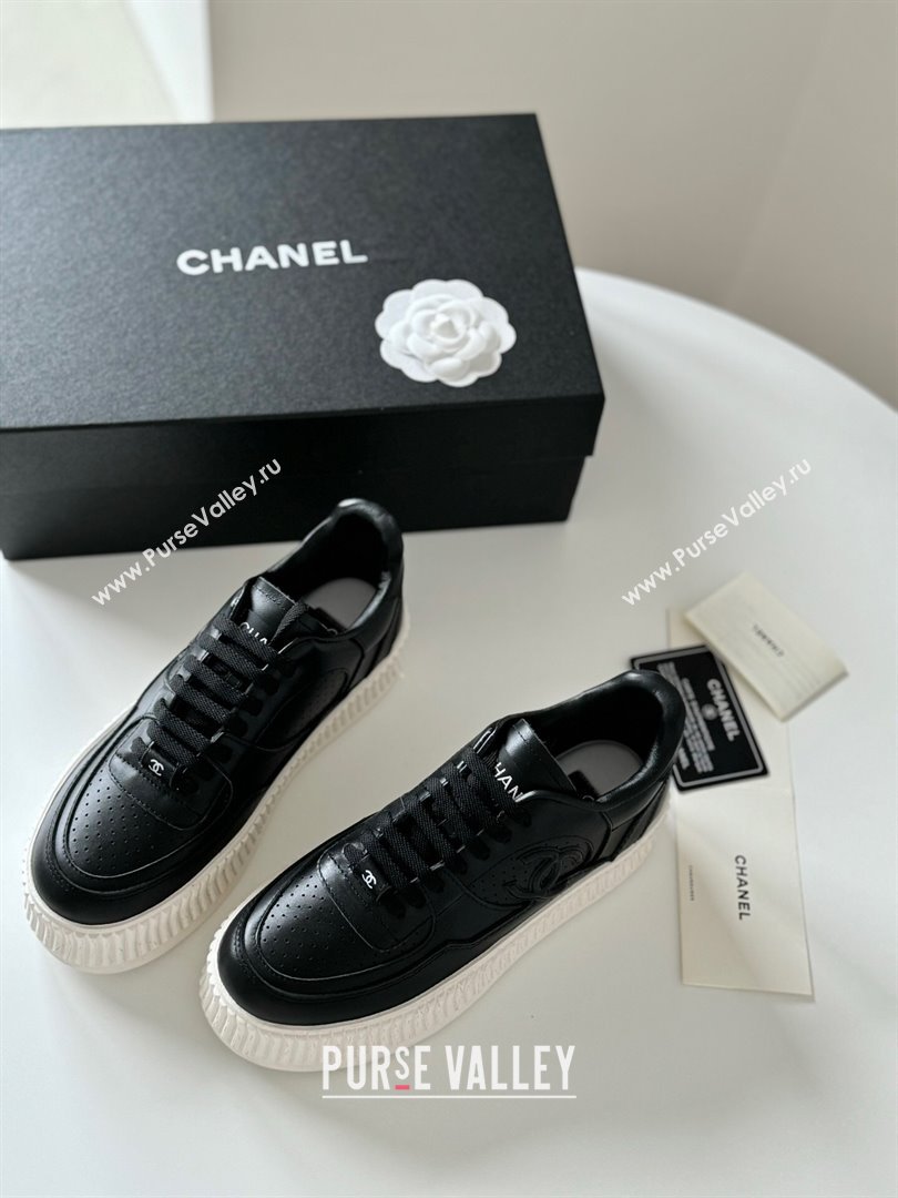 Chanel Calfskin Platform Sneakers Black 2024 0325 (KL-240325081)