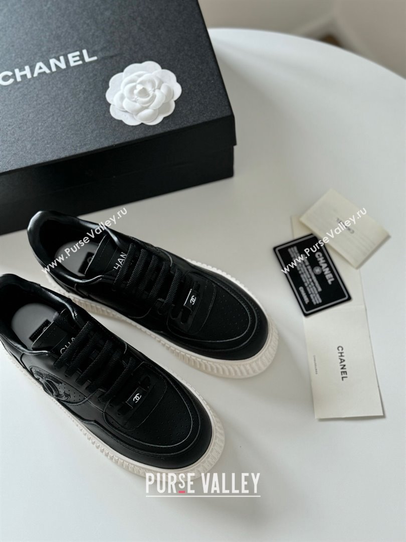 Chanel Calfskin Platform Sneakers Black 2024 0325 (KL-240325081)