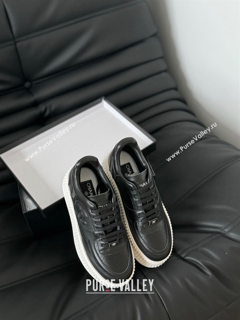 Chanel Calfskin Platform Sneakers Black 2024 0325 (KL-240325081)