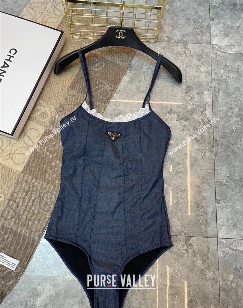 Prada Swimwear with Lace Denim Blue 2024 (A-240401140)