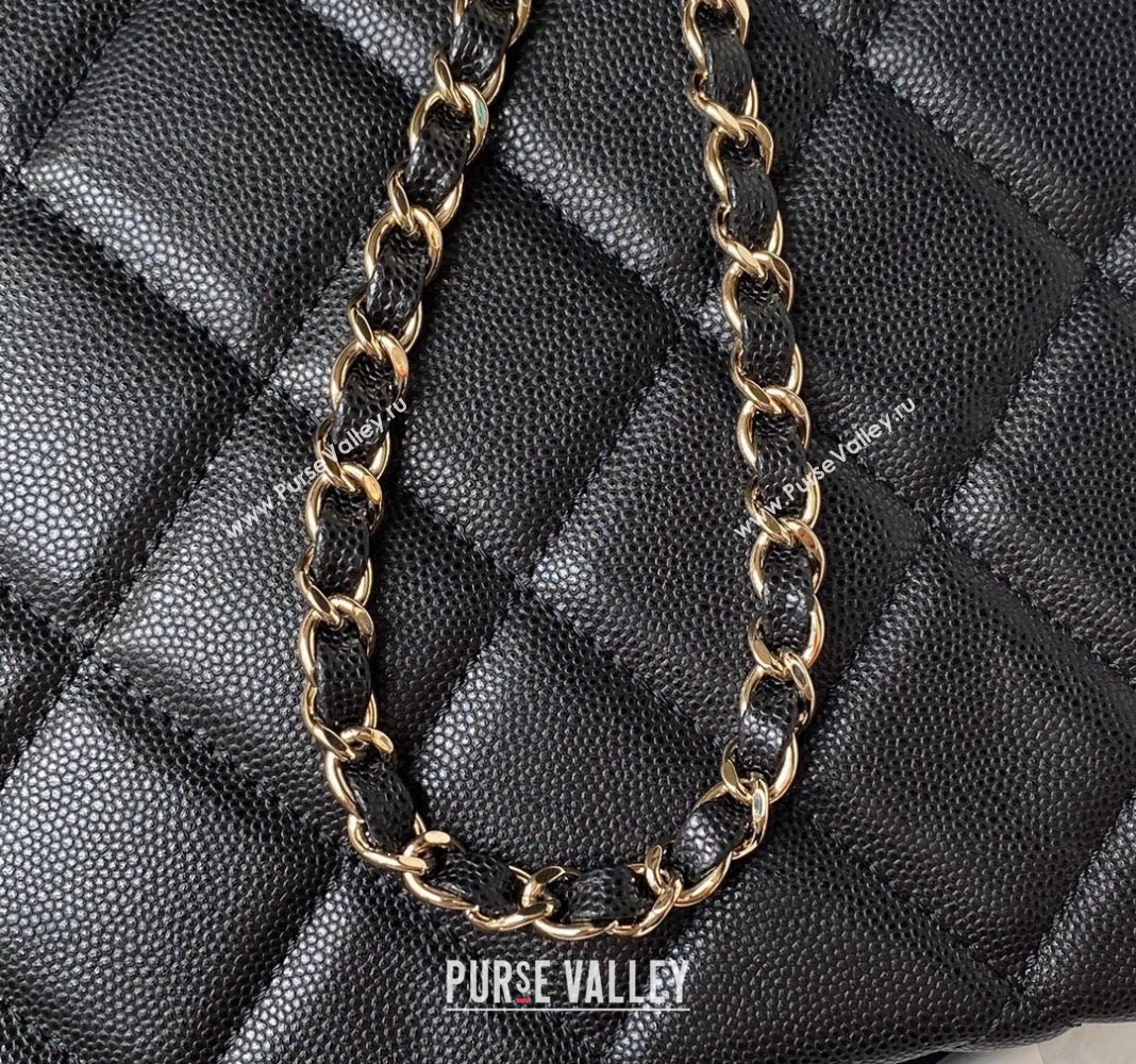 Chanel Grained Calfskin Medium Flap Bag with Top Handle AS4712 Black 2024 (yezi-240411027)