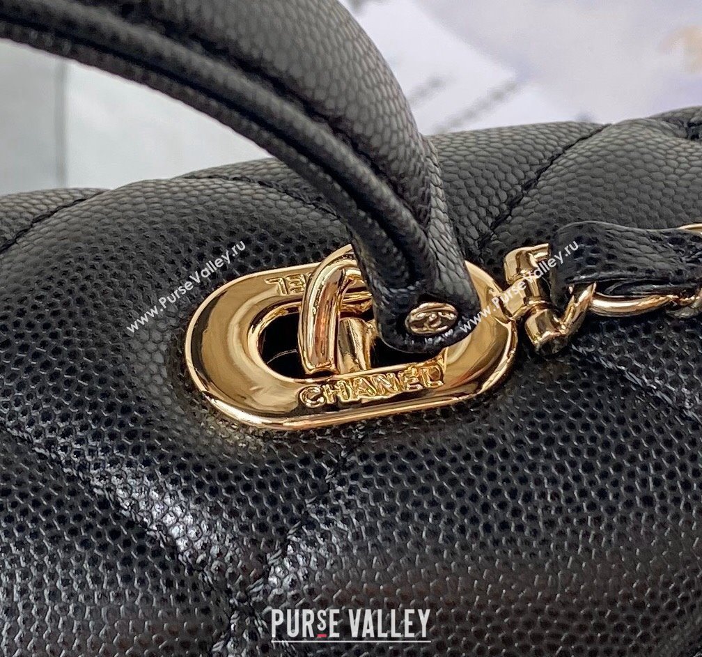 Chanel Grained Calfskin Medium Flap Bag with Top Handle AS4712 Black 2024 (yezi-240411027)
