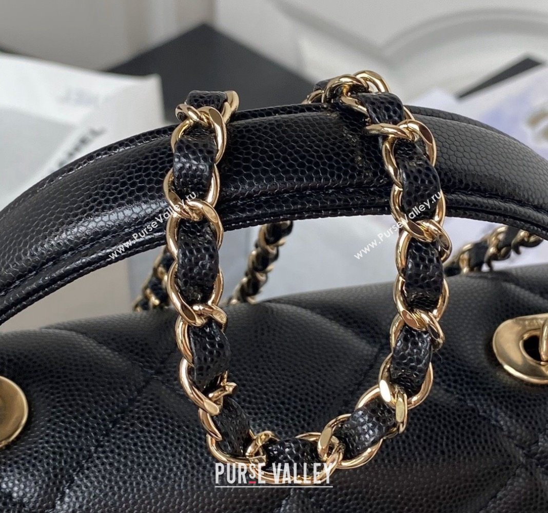 Chanel Grained Calfskin Medium Flap Bag with Top Handle AS4712 Black 2024 (yezi-240411027)