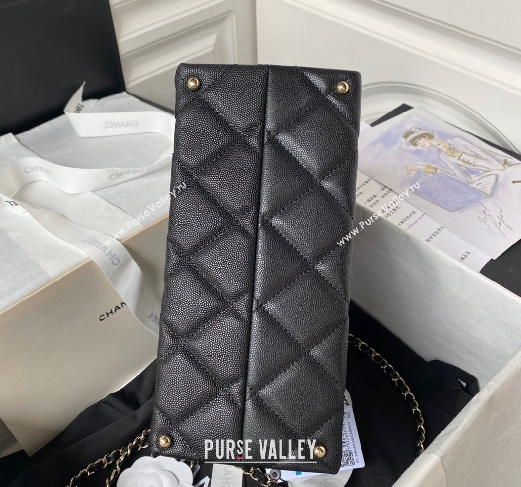 Chanel Grained Calfskin Medium Flap Bag with Top Handle AS4712 Black 2024 (yezi-240411027)
