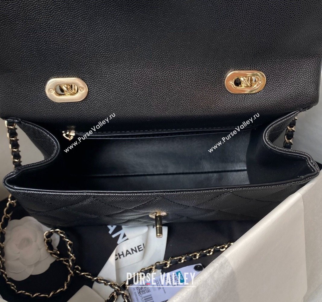 Chanel Grained Calfskin Medium Flap Bag with Top Handle AS4712 Black 2024 (yezi-240411027)