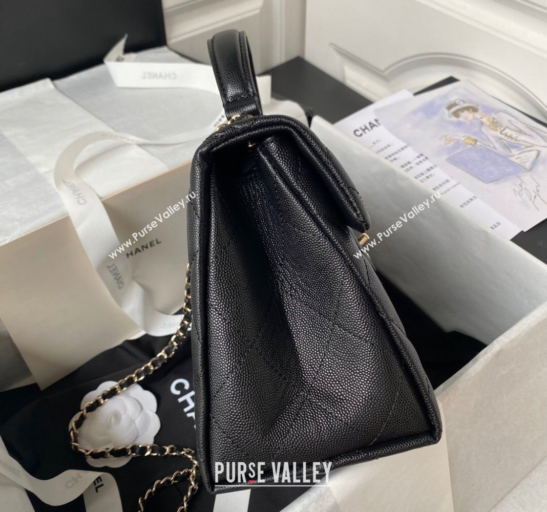 Chanel Grained Calfskin Medium Flap Bag with Top Handle AS4712 Black 2024 (yezi-240411027)