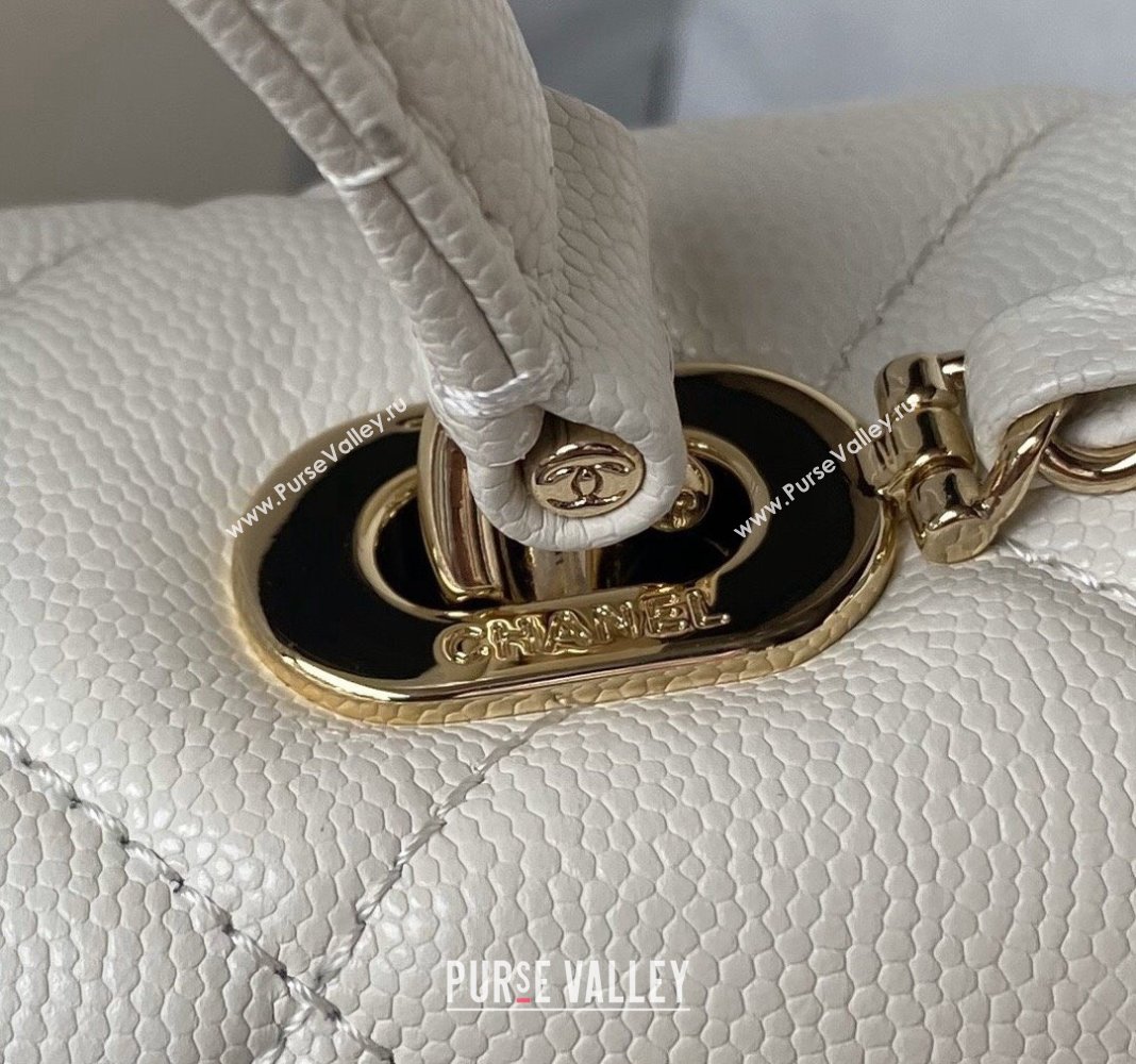 Chanel Grained Calfskin Medium Flap Bag with Top Handle AS4712 White 2024 (yezi-240411028)