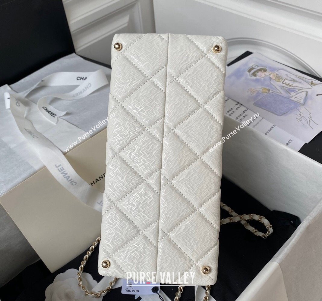 Chanel Grained Calfskin Medium Flap Bag with Top Handle AS4712 White 2024 (yezi-240411028)