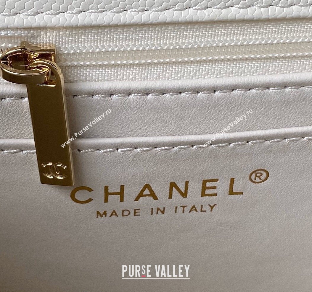 Chanel Grained Calfskin Medium Flap Bag with Top Handle AS4712 White 2024 (yezi-240411028)