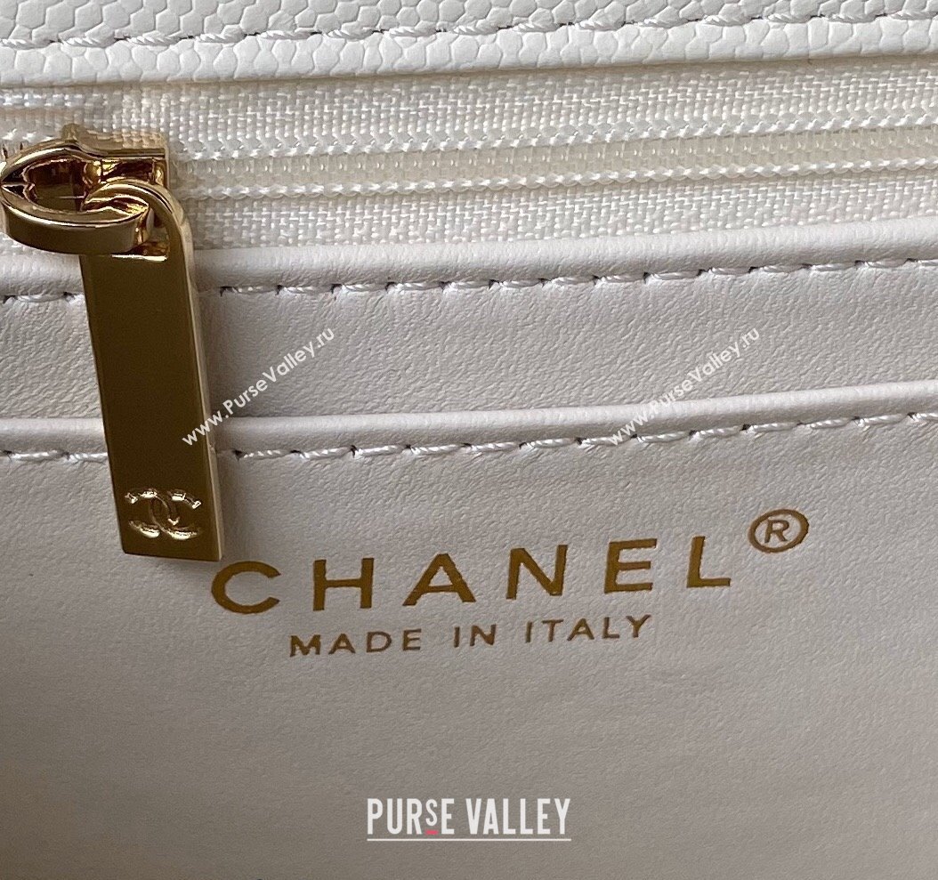 Chanel Grained Calfskin Medium Flap Bag with Top Handle AS4712 White 2024 (yezi-240411028)