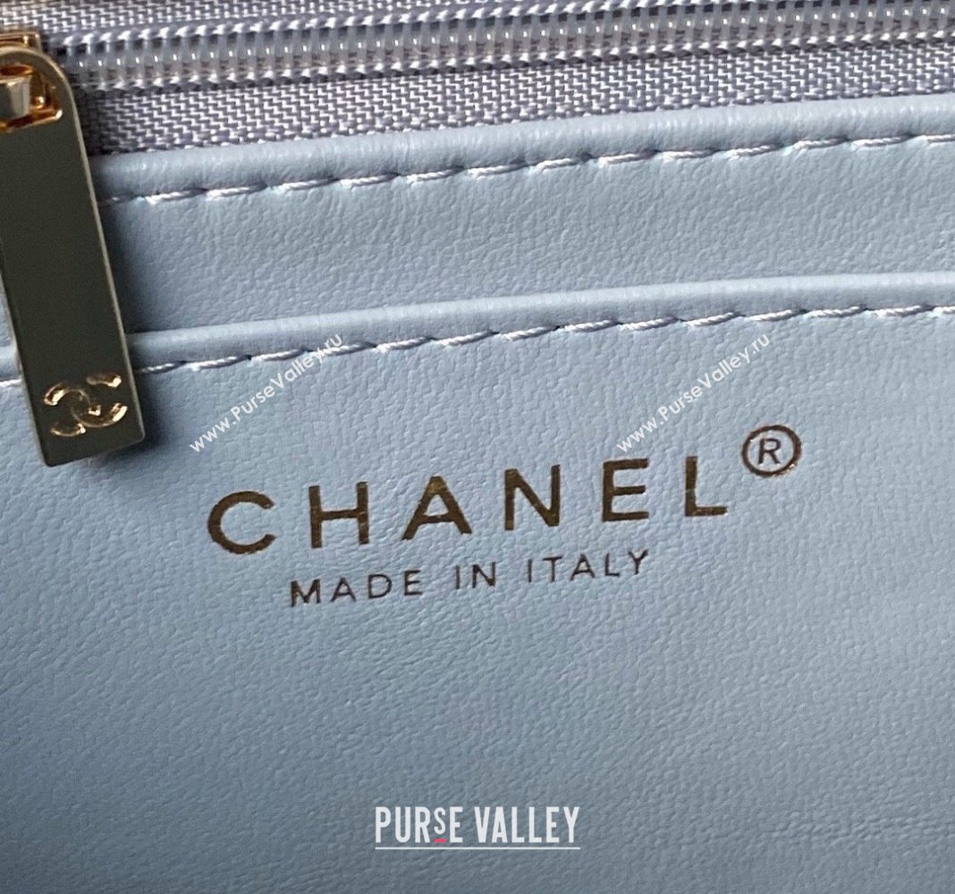 Chanel Grained Calfskin Medium Flap Bag with Top Handle AS4712 Light Blue 2024 (yezi-240411029)