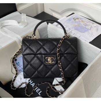 Chanel Grained Calfskin Small Flap Bag with Top Handle AS4711 Black 2024 (yezi-240411030)